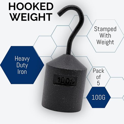 EISCO - Hooked Weight, 100g - Iron, Cylindrical with Hook and Bottom Slot for Easy Lifting, Science Experiments, Physics, Scale Calibration, Measurement in Kuwait