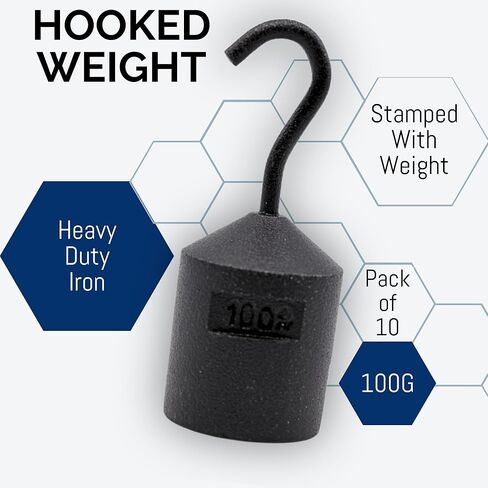 EISCO - Hooked Weight, 100g - Iron, Cylindrical with Hook and Bottom Slot for Easy Lifting, Science Experiments, Physics, Scale Calibration, Measurement in Kuwait