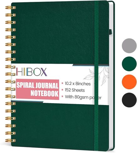 HIBOX Spiral Journal Notebook, 8" x 10.2", B5 College Ruled Journal Hardcover Notebook with 300 Numbered Pages for Work School Women Men Black in Saudi Arabia