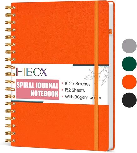 HIBOX Spiral Journal Notebook, 8" x 10.2", B5 College Ruled Journal Hardcover Notebook with 300 Numbered Pages for Work School Women Men Black in Saudi Arabia