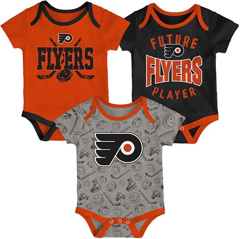 Outerstuff Philadelphia Flyers 3-Pack Full Strength Team Logo Newborn/Infant Baby Bodysuit Onesie in Saudi Arabia