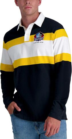 Haggar Pro Football Hall of Fame Long Sleeve Striped Rugby Shirt in Kuwait