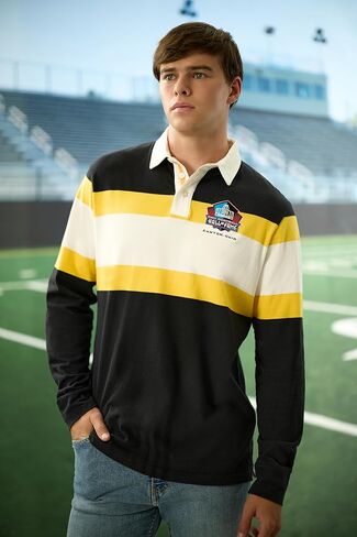 Haggar Pro Football Hall of Fame Long Sleeve Striped Rugby Shirt in Kuwait