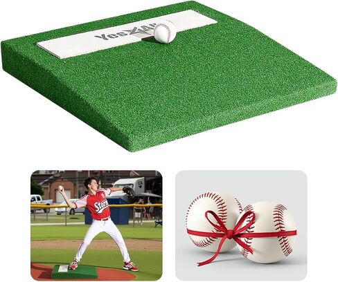 All-Weather Portable Pitching Mounds for Baseball with Antifade Turf, 2 Baseballs, 4'' Pitchers Mound with Regulation Pitching Rubber - Youth Indoor and Outdoor Pitching Trainer 30 x 30 x 4 Inch in Saudi Arabia