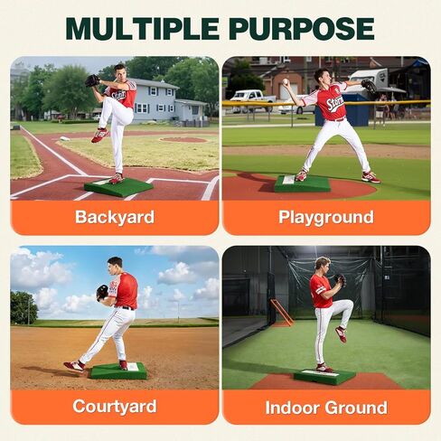 All-Weather Portable Pitching Mounds for Baseball with Antifade Turf, 2 Baseballs, 4'' Pitchers Mound with Regulation Pitching Rubber - Youth Indoor and Outdoor Pitching Trainer 30 x 30 x 4 Inch in Saudi Arabia