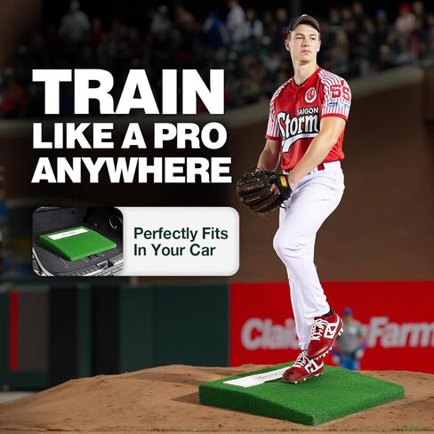 All-Weather Portable Pitching Mounds for Baseball with Antifade Turf, 2 Baseballs, 4'' Pitchers Mound with Regulation Pitching Rubber - Youth Indoor and Outdoor Pitching Trainer 30 x 30 x 4 Inch in Saudi Arabia