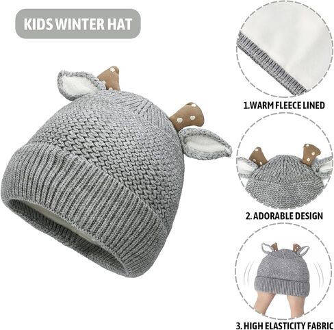 Kids Winter Hat Scarf Set for Girls Boys, Toddler Knit Beanie Hat & Neck Warmer Sets with Warm Fleece Lined in Saudi Arabia