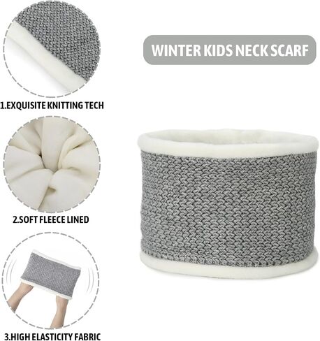Kids Winter Hat Scarf Set for Girls Boys, Toddler Knit Beanie Hat & Neck Warmer Sets with Warm Fleece Lined in Saudi Arabia