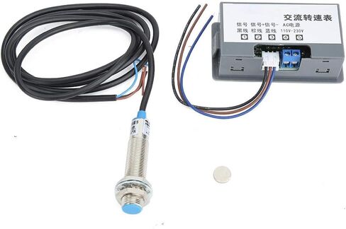 Meter Tachometer, AC 110V-230V High Measurement Accuracy Digital Speed Meter with 4-Digit Digital Tube Display Hall Effect Sensor(with Magnet) in Saudi Arabia