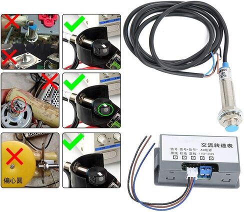 Meter Tachometer, AC 110V-230V High Measurement Accuracy Digital Speed Meter with 4-Digit Digital Tube Display Hall Effect Sensor(with Magnet) in Saudi Arabia