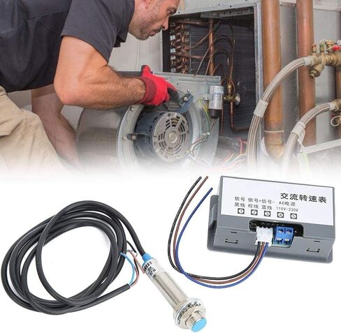 Meter Tachometer, AC 110V-230V High Measurement Accuracy Digital Speed Meter with 4-Digit Digital Tube Display Hall Effect Sensor(with Magnet) in Saudi Arabia
