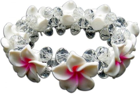 Plumeria Fimo Flower Bling Hawaiian Bracelet in Saudi Arabia