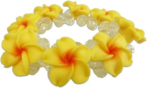 Plumeria Fimo Flower Bling Hawaiian Bracelet in Saudi Arabia