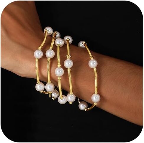Pearl Blessing Bracelet for women Pearl Bracelet Stretch Bracelet Jewelry Set for Women Birthday Wedding Party in Kuwait