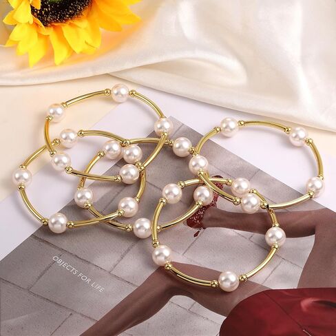 Pearl Blessing Bracelet for women Pearl Bracelet Stretch Bracelet Jewelry Set for Women Birthday Wedding Party in Kuwait