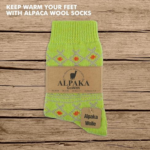 GoWith Vintage Alpaca Wool Socks for Women, Cozy Warm Alpaca-Merino Blend Christmas Socks, Soft Hiking Boot Socks, 2 Pairs in Kuwait