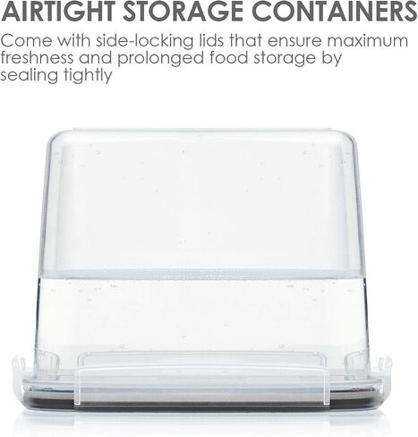 Vtopmart Large Food Storage Containers 5.2L / 175oz, 4 Pieces BPA Free Plastic Airtight Canisters for Flour, Sugar, Baking Supplies, Rice with Lids, 4 Measuring Cups and 24 Labels, Black in Kuwait