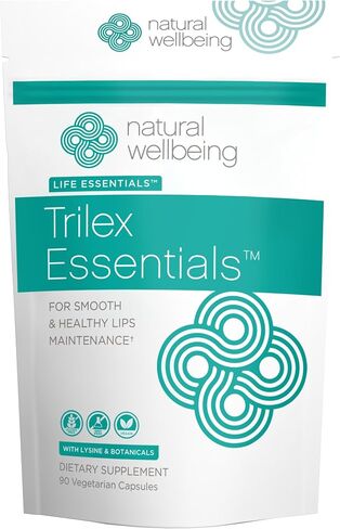 Natural Wellbeing Trilex Essentials for Cold Sores - with Lysine, St. John's Wort (Hypericin) for Smooth and Healthy Lips - Herbal Supplement 90 Veg caps in Saudi Arabia