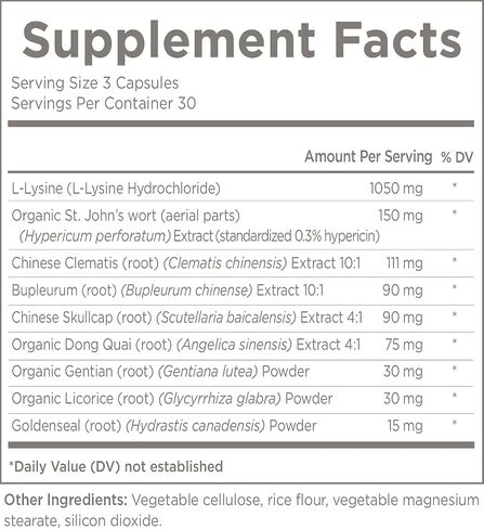 Natural Wellbeing Trilex Essentials for Cold Sores - with Lysine, St. John's Wort (Hypericin) for Smooth and Healthy Lips - Herbal Supplement 90 Veg caps in Saudi Arabia