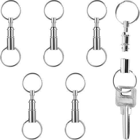 Quick Release Keychain, Premium Iron Double Pull Quick Release Key Ring Detachable Key Ring Quick Disconnect Key Ring Pull Apart Key Chain Crafts Accessories(Silver) in Saudi Arabia