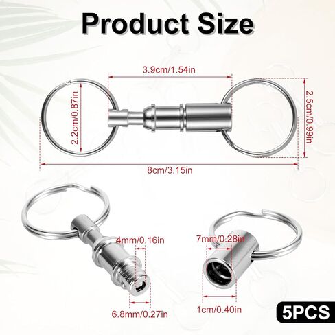 Quick Release Keychain, Premium Iron Double Pull Quick Release Key Ring Detachable Key Ring Quick Disconnect Key Ring Pull Apart Key Chain Crafts Accessories(Silver) in Saudi Arabia
