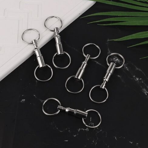 Quick Release Keychain, Premium Iron Double Pull Quick Release Key Ring Detachable Key Ring Quick Disconnect Key Ring Pull Apart Key Chain Crafts Accessories(Silver) in Saudi Arabia