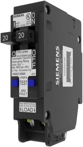 Siemens 20-Amp / 20-Amp 1-Pole Tandem Combination Arc Fault Plug-On قواطع دوائر محايدة، موديل Q2020AFCNP in Saudi Arabia