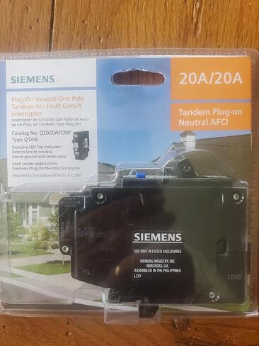Siemens 20-Amp / 20-Amp 1-Pole Tandem Combination Arc Fault Plug-On قواطع دوائر محايدة، موديل Q2020AFCNP in Saudi Arabia
