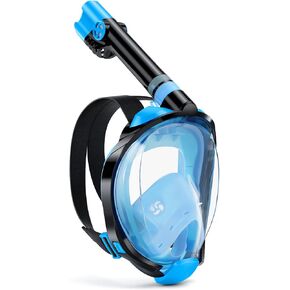 W WSTOO Full Face Snorkel Mask,Snorkeling Gear for Adults to Breathe Through Mouth or Nose,180 Degree Panoramic View,Anti-Fog Anti-Leak with Camera Mount,Best Gift for Summer Holiday Travelers