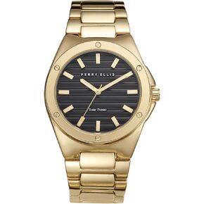 Perry Ellis Solar Powered Mens Watch | Alloy Bracelet | Water-Resistant Analog Wrist Watches for Men | 42mm Case | Relojes para Hombres | Elegant Gift for Man