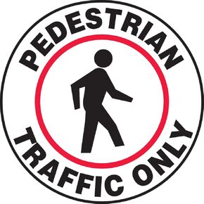 Accuform MFS725 Slip-Gard Adhesive Vinyl Round Floor Sign, Legend "Pedestrian Traffic ONLY", 17" Diameter, Red/Black on White