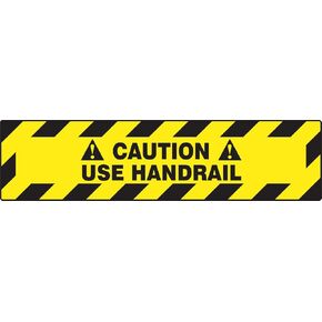 Accuform PSR262 Slip-Gard Adhesive Vinyl Step-Style Floor Sign, Legend "Caution USE HANDRAIL", 6" Length x 24" Width, Black on Yellow