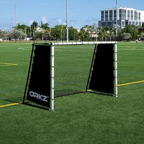 Soccer Goal Rebounder Trainer 3-in-1 | 7X5' Large Ultra-Responsive Rebound Net for Powerful Practice, High Passing, Low Passing and Shooting Training, Includes Pegs