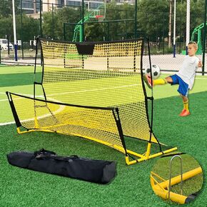 Marfual Portable Soccer Rebounder Net for Kids 71 inch Length Soccer Goal Trainer with Carry Bag and U Pegs for Backyard School Club Use