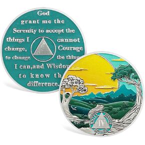CHURYUML 12 Year Sobriety Coin Nature Landscape Sobriety Chip Sobriety Gifts for Women Men AA Coins Recovery Medallions Alcoholics Anonymous Addiction Recovery Gifts Affirmation Token