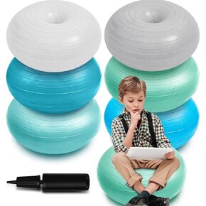 Lewtemi 6 Pcs Flexible Seating for Classroom Elementary Yoga Ball Chairs for Kids Inflatable Yoga Ball Office Chair Stability Balance Trainer with Black Inflator Student Desk Chair (Hippie Boho Color) in Kuwait