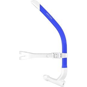 WACOOL Training Swim Snorkel Tube for Lap Swimming, Center-Mount Swivel Headband Ultimate Fit, Liquid Silicone Mouthpiece, One-Way Purge Valve, Anti-Splash Guard, for Adult Men Women (S201)