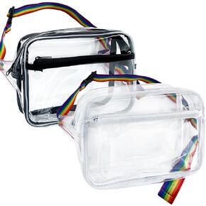 TotePrint Waterproof Transparent Black and White Packs for Women and Men,Clear Belt Bag with Adjustable Strap,Crossbody Bag Waist Bag Clear Purse for Shopping,Concerts,Stadium