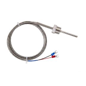 K Type Thermocouple - Temperature Sensor Probe for PID Temperature Controller Two Wire Stainless Steel NPT 1/4 inch Pipe Thread 0~500℃ with 2m Insulation Lead Shield Wire