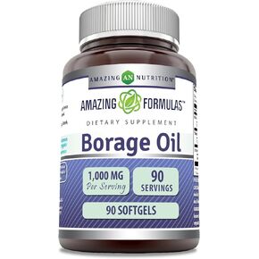 Amazing Formulas Borage Oil Supplement | 1000 Mg | 90 Softgels | Non-GMO | Gluten-Free | Made in USA