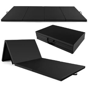 GYMAX Gymnastics Mat, 4' x 10' x 2" Folding Exercise Mat w/Carrying Handles, Hook & Loop Fasteners, Tumbling Mat Waterproof for Yoga, Stretching, Martial Arts, Home Gym in Kuwait