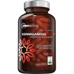 Ashwagandha Organic Capsules Clinical Strength 1300 mg with KSM-66 Ashwagandha Extract - 120 Vegan Capsules - Natural Stress Relief Supplement