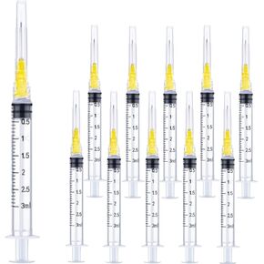 Luer lock 3ml 20Ga 1 Inch(25mm), 50 Pack Sterile Lab Utensils for Scientific Research, Industrial Dispensing or Liquid Measuring