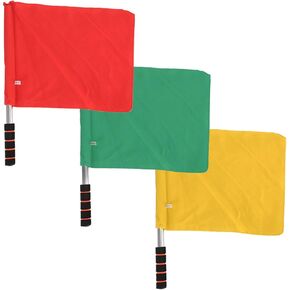3pcs Competition Referee Signal Flag Stainless Steel Hand Flag Signal Flag Track and Field Sports Training Flag Special Patrol Performance Linesman Official Flag for Soccer Volleyball