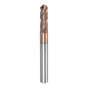 HARFINGTON Ball Nose End Mill 4 Flute 15/64" Diameter 1/4" Shank Tungsten Carbide TiAlN Coated Spiral CNC Router Bits 3/4" Cutting Length Single End Ball Cutting Tool for Carving Engraving
