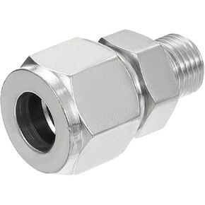 PATIKIL 1/8G x 8mm 304 Stainless Steel Compression Tube Fitting, Double Ferrules Compression Tube Fitting Straight Adapter Connect