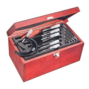 Starrett Outside Micrometer Set with One-Piece Friction Thimble, Tapered Frame and Satin Chrome Finish - Quick and Easy Adjustment, 0-6" Set Range, .0001" Graduations - ST436.1CXFLZ