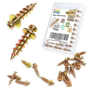 Bear Double Headed Claw Hanger Screws - Ideal for Picture Frames,Mirror,Art,Decor Hanging, for D-Rings, Sawtooth, Wire and Keyholes, Black