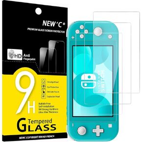 NEW'C Pack of 3, Glass Screen Protector for Nintendo Switch, Tempered Glass Anti-Scratch, Anti-Fingerprints, Bubble-Free, 9H Hardness, 0.33mm Ultra Transparent, Ultra Resistant