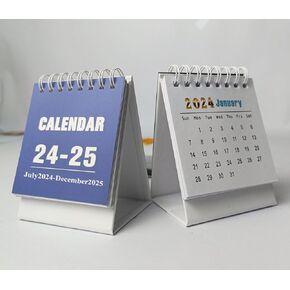 Mini Desk Calendar 2024-2025, 18 Months July 2024 to December 2025 Small Desktop Standing Flip Calendar, Dual Coils 4"x3" Tiny Monthly Planner for Office Home Classroom (Purple)